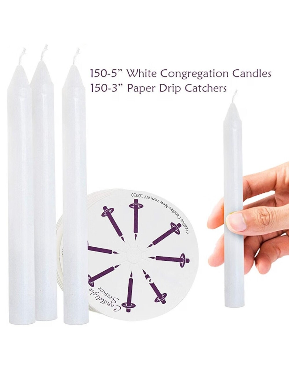 Candlelight Church Service Set - 150 White Congregation Candles and 150 Paper Dr